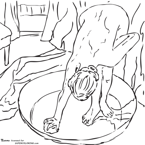 Woman In The Bath By Edgar Degas  Coloring Page